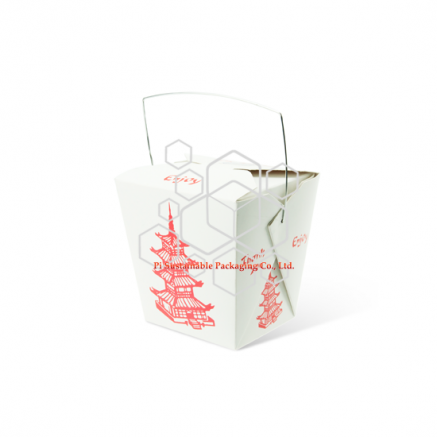 Takeaway empty disposable food packaging containers with handle