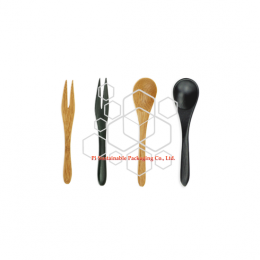 Mini disposable bamboo cutlery sets spoons and fork