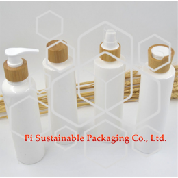 250ml eco friendly Custom cosmetic skincare packaging lotion pump sanitizer bottles supplies with luxury bamboo cap