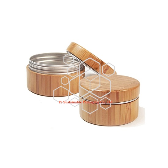 Diseño de envases ecologicos en bambú amigable para productos cosméticos para cremas el cuidado de la piel y recipientes de velas de aromaterapia