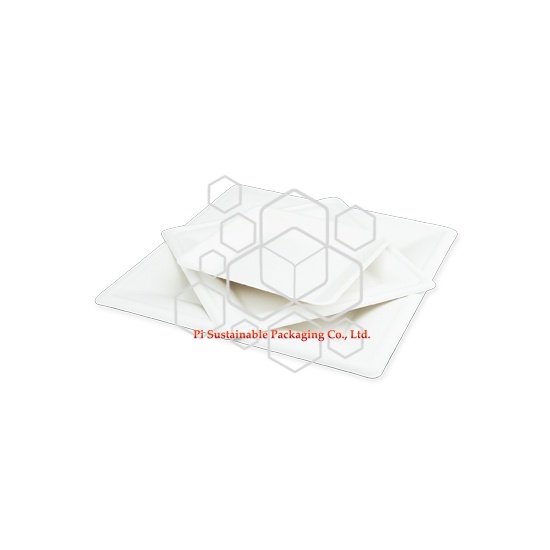 Platos desechables biodegradables fiesta de caña de azúcar papel celulosa cuadrado serie