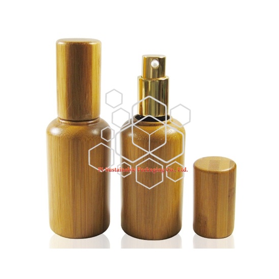 eco bamboo perfume packaging glass pump sprayer bottles